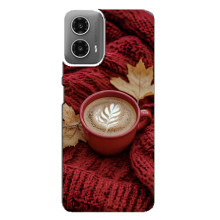 Чехол с уникальным дизайном «Осень с кофе» для Motorola MOTO G34 – Кофе на пледе