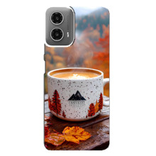 Чехол с уникальным дизайном «Осень с кофе» для Motorola MOTO G34 – Кофе на природе