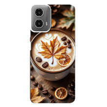 Чехол с уникальным дизайном «Осень с кофе» для Motorola MOTO G34 – Пряный кофе