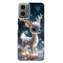 Яркий чехол для Motorola MOTO G34 с Зимними Оленятами – Блистающий оленёнок