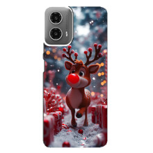 Яркий чехол для Motorola MOTO G34 с Зимними Оленятами – Олень среди подарков