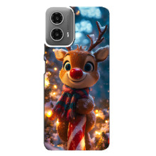 Яркий чехол для Motorola MOTO G34 с Зимними Оленятами – Олень в шарфе