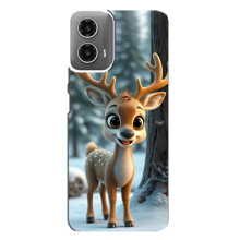 Яркий чехол для Motorola MOTO G34 с Зимними Оленятами – Оленёнок в лесу