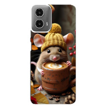 Печатный чехол «Зверята с кофе» для Motorola MOTO G34 – Медведь с кофе