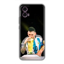 Чехлы для Motorola Moto G35 (Leo чемпион) (AlphaPrint) (Кубок Месси)