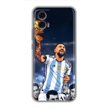 Чехлы для Motorola Moto G35 (Leo чемпион) (AlphaPrint) (Месси с кубком)