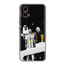 Чехлы для Motorola Moto G35 (Leo чемпион) (AlphaPrint) (Месси в накидке)