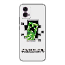 Чехол Майнкрафт на Motorola Moto G35 (AlphaPrint) Minecraft (крипер Майнкрафт)
