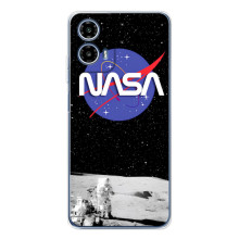 Силиконовый бампер с принтом "Наса" на Motorola Moto G35 (Nasa на луне)