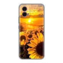Чехол с Цветами для Motorola Moto G35 (поле подсолнухов)