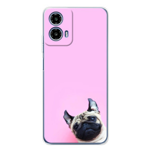 Бампер для Motorola Moto G35 с картинкой "Песики" (Собака на розовом)