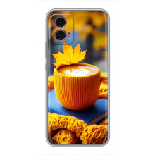 Чехол с уникальным дизайном «Осень с кофе» для Motorola Moto G35 – Кофе с жёлтым