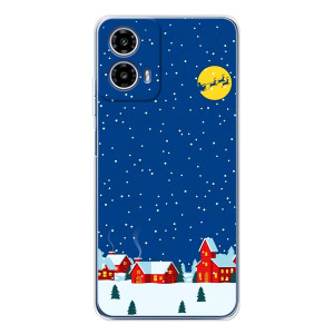 Силиконовый бампер на рождество для Motorola Moto G35 (Город в снегу)