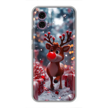 Яркий чехол для Motorola Moto G35 с Зимними Оленятами – Олень среди подарков