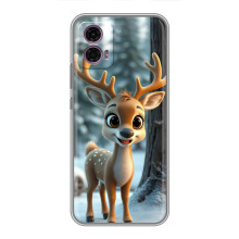 Яркий чехол для Motorola Moto G35 с Зимними Оленятами – Оленёнок в лесу