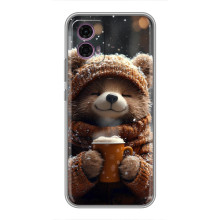 Печатный чехол «Зверята с кофе» для Motorola Moto G35 – Мишка с кофе