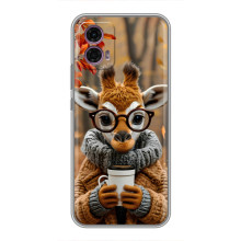 Печатный чехол «Зверята с кофе» для Motorola Moto G35 – Жираф с кофе