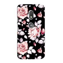 Чехлы с Цветами для Motorola MOTO G4 Play (VPrint) (Цветочки на черном)