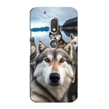 Чехол с Хаски для Motorola Moto G4 Play - (AlphaPrint) (Селфи ХАски)