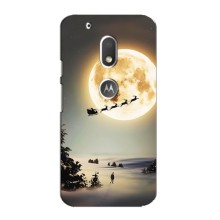 Новогодние, Праздничные Чехлы для Motorola MOTO G4 Play - 2024 год (Санта на луне)