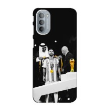 Чехлы для Motorola MOTO G41 (Leo чемпион) (AlphaPrint) (Месси в накидке)