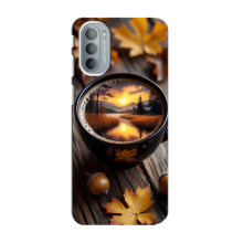 Чехол с уникальным дизайном «Осень с кофе» для Motorola MOTO G41 – Тёмный кофе