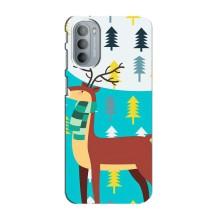 Силиконовый бампер с картинкой животных для Motorola MOTO G41 (Олень с шарфом)