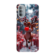 Яркий чехол для Motorola MOTO G41 с Зимними Оленятами – Олень среди подарков