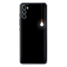 Чехол с картинками на черном фоне для Motorola MOTO G42 (Лампочка)