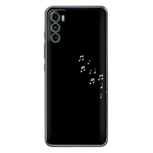 Чехол с картинками на черном фоне для Motorola MOTO G42 – Ноты