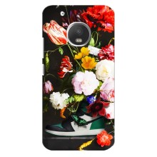 Брендновые Чехлы для Motorola MOTO G5 Plus - (PREMIUMPrint) (Nike цветы)