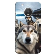 Чехол с Хаски для Motorola Moto G5 Plus - (AlphaPrint) (Селфи ХАски)