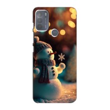 Чехлы на Новый Год Motorola MOTO G50 (Снеговик праздничный)