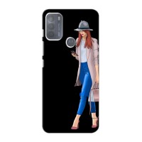Чехол с картинкой Модные Девчонки Motorola MOTO G50 – Девушка со смартфоном