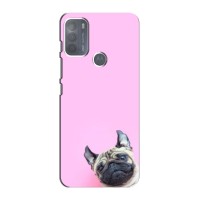 Бампер для Motorola MOTO G50 с картинкой "Песики" – Собака на розовом
