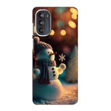 Чехлы на Новый Год Motorola MOTO G52 (Снеговик праздничный)