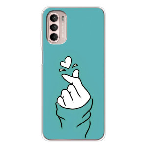Чехлы (Знак сердечка) на Motorola MOTO G52 – Сердечко на бирюзовом