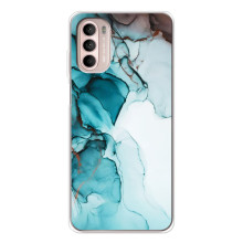 Чехол для Мото Джи 52 - с принтом (Дизайнерские) (AlphaPrint) (Бирюзовый мрамор)
