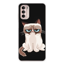 Чехол с принтом для Motorola MOTO G52 (AlphaPrint) Модные коты (Грустный кот)