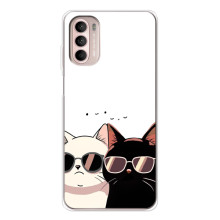 Чохол з малюнком кіт на Motorola MOTO G52 (Коти в окулярах)