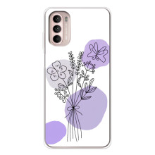 Силиконовый чехол с принтом в цветах на Motorola MOTO G52 – Фиолетовый букет