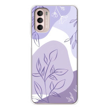 Силиконовый чехол с принтом в цветах на Motorola MOTO G52 – Фиолетовый дизайн