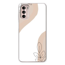 Силиконовый чехол с принтом в цветах на Motorola MOTO G52 – Нюдовый дизайн