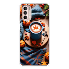 Чехол с уникальным дизайном «Осень с кофе» для Motorola MOTO G52 – Кофе и тыквы