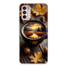 Чехол с уникальным дизайном «Осень с кофе» для Motorola MOTO G52 – Тёмный кофе