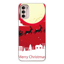 Рождественские Чехлы для Motorola MOTO G52 (VPrint) (Санта с оленями)