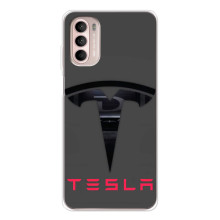 Силиконовый бампер с картинкой машины на Motorola MOTO G52 – Logo TESLA