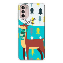 Силіконовий бампер з картинкою звірів для Motorola MOTO G52 (Олень із шарфом)