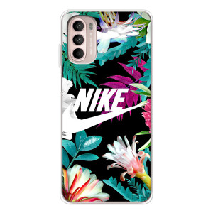 Силіконовый Чохол на Motorola MOTO G52 з картинкою НАЙК – Квітковий Nike