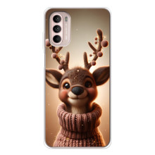 Яркий чехол для Motorola MOTO G52 с Зимними Оленятами – Олень в свитере